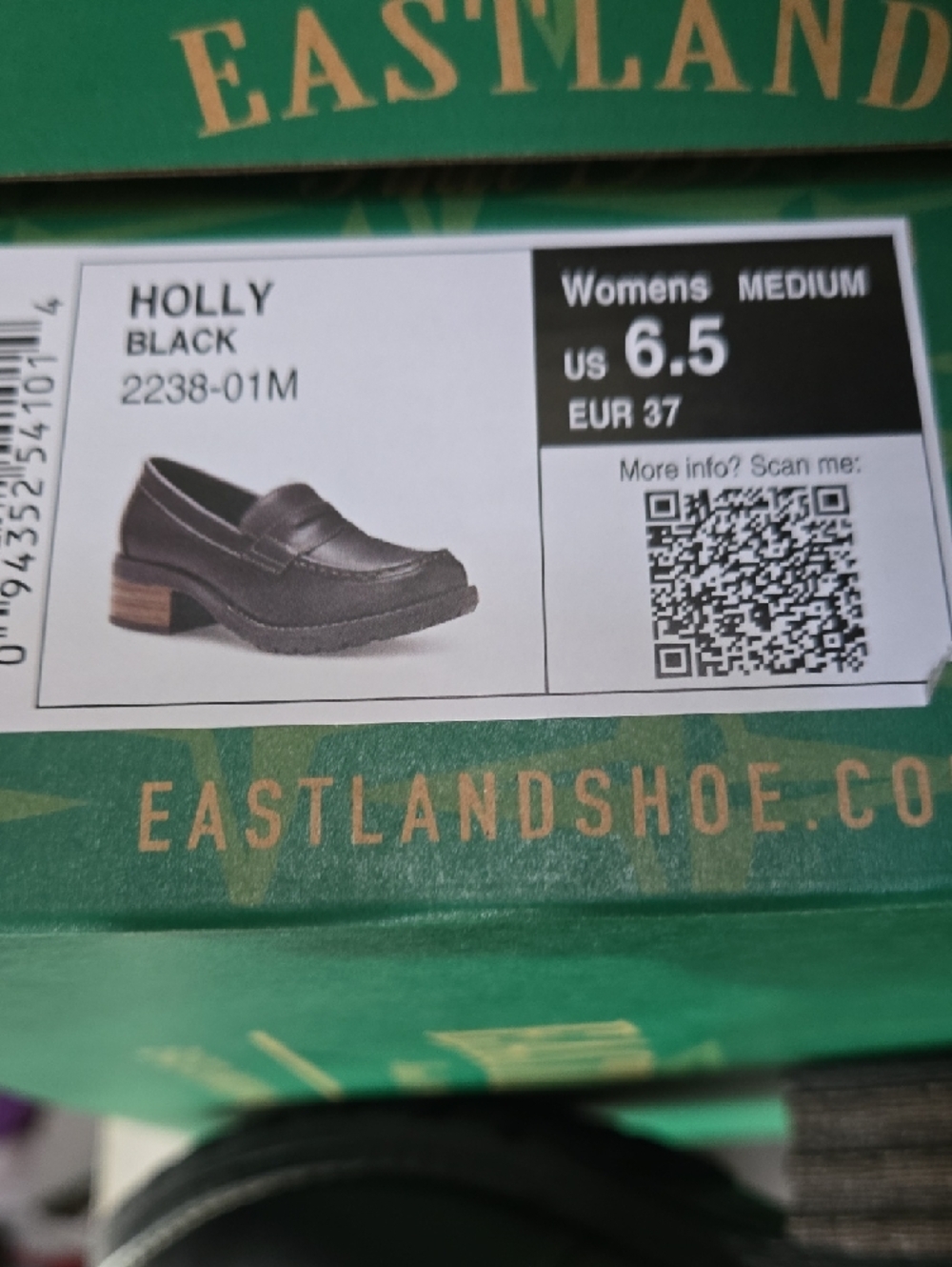 Eastland Black Leather Penny Loafers with Stacked Heel - Picture 11 of 11